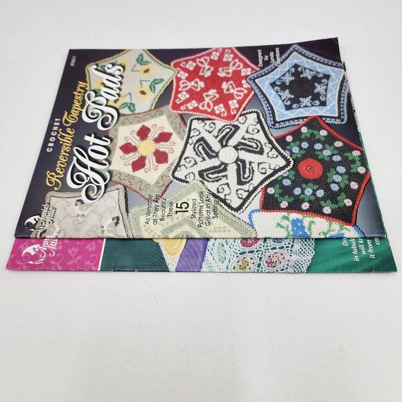 Lot 2 Annies Attic Crochet Pattern Booklet Tapestry Hot Pads & Spring Tablecloth - Picture 5 of 12